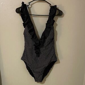 White House Black Market one piece bathing suit black with white size Medium